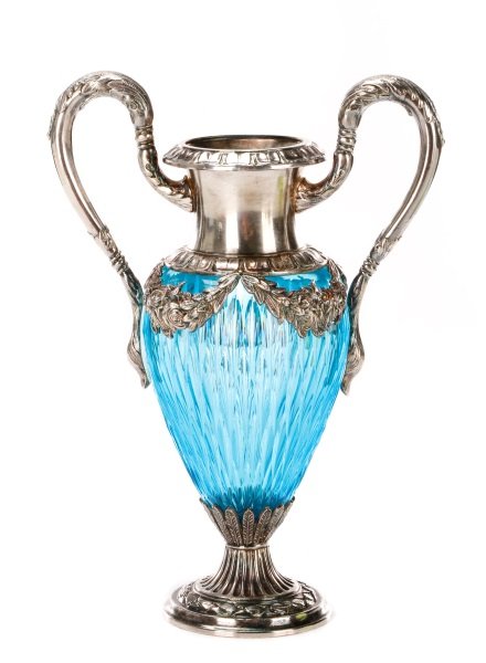 Pairpoint Silver Mounted Cut Glass Handled  Vase (1 of 7)