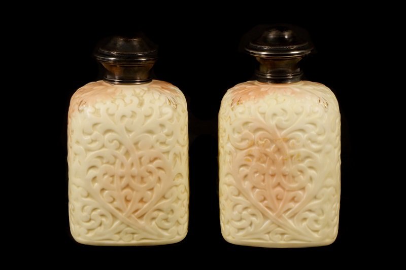 Pair, English Peachblow Dresser Bottles circa 1895 (1 of 9)