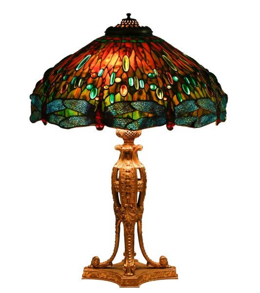 Hanging Head Dragonfly Table Lamp, After Tiffany (1 of 10)
