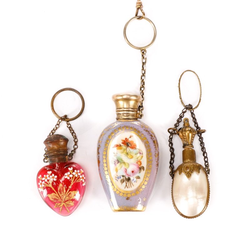 Group of Three Victorian Chatelaine Scent Bottles (1 of 8)