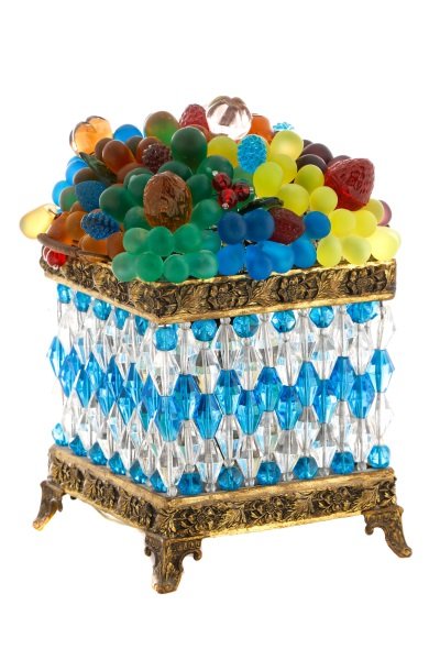 Czech Art Glass Fruit Basket Boudoir Lamp (1 of 9)