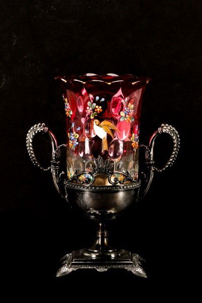 Victorian Rubina Glass & Silver Celery Vase (1 of 10)
