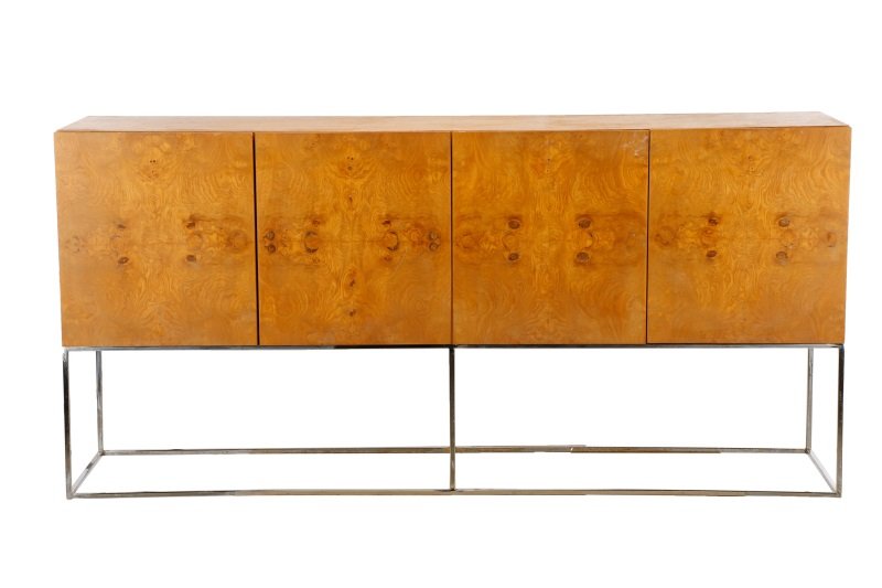 Milo Baughman Burlwood & Chrome Credenza (1 of 8)