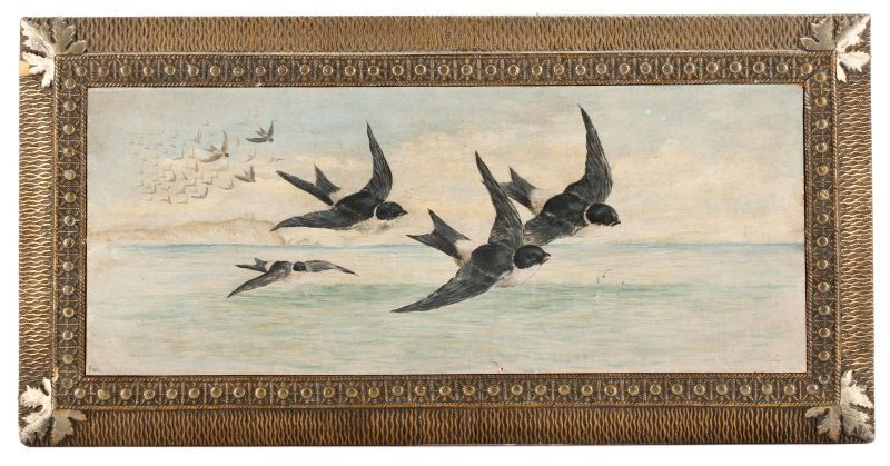"Flying Seabirds". Monogrammed Oil on Masonite (1 of 9)