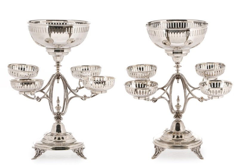 Pair, Continental Silver Plate 5-Arm Epergnes (1 of 7)