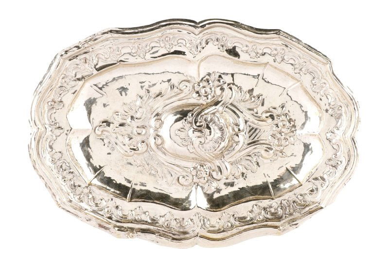 French Sterling Oval Rocaille Repousse Dish (1 of 1)