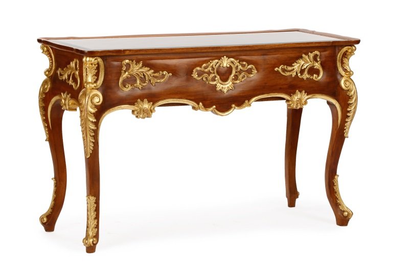 Louis XV Style Walnut and Giltwood Vitrine Table (1 of 1)