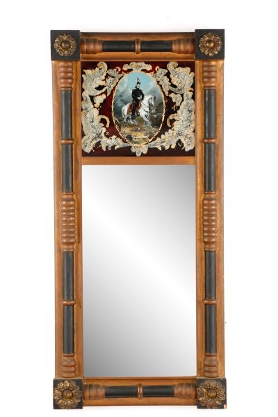 Polychrome and Ebonized Pier Mirror with Églomisé (1 of 6)