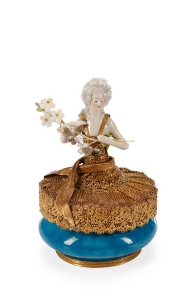 Sevres Ormolu Half Doll Powder Jar Vanity Box (1 of 9)