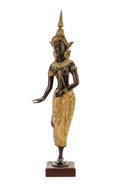 Patinated & Gilt Metal Figure of Dancing Kwanyin (1 of 10)