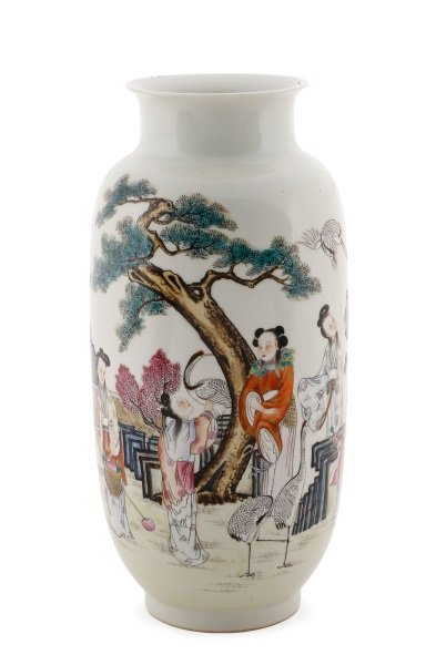 Chinese Porcelain Vase with Courtly Women & Cranes (1 of 8)