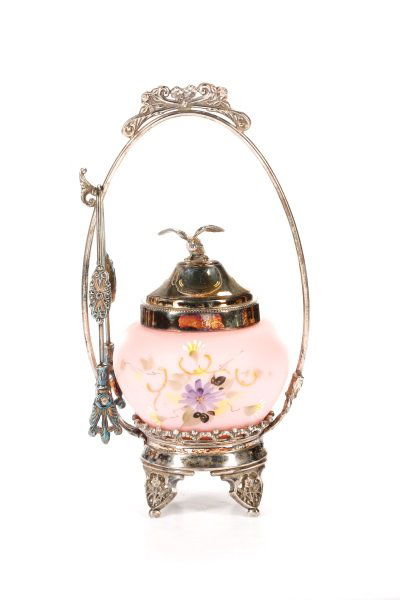 Victorian Silver & Pink Satin Glass Pickle Castor (1 of 5)