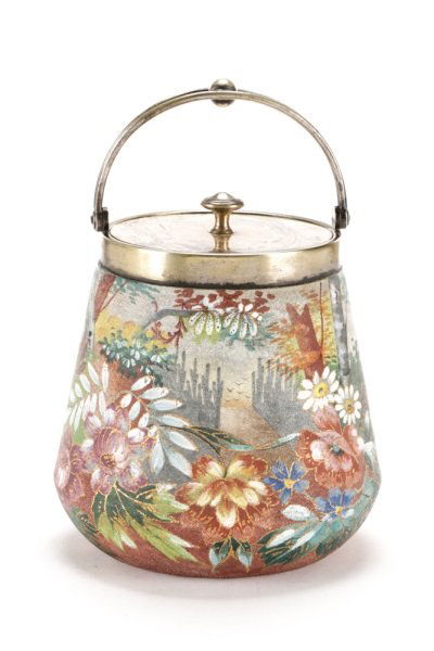 WMF Silver & Tapestry Ware Painted Biscuit Barrel (1 of 7)