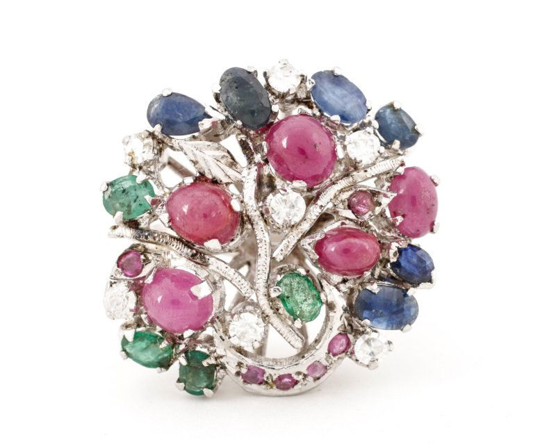 Ladies' Precious Stone "Tree" Ring Set in Sterling (1 of 5)