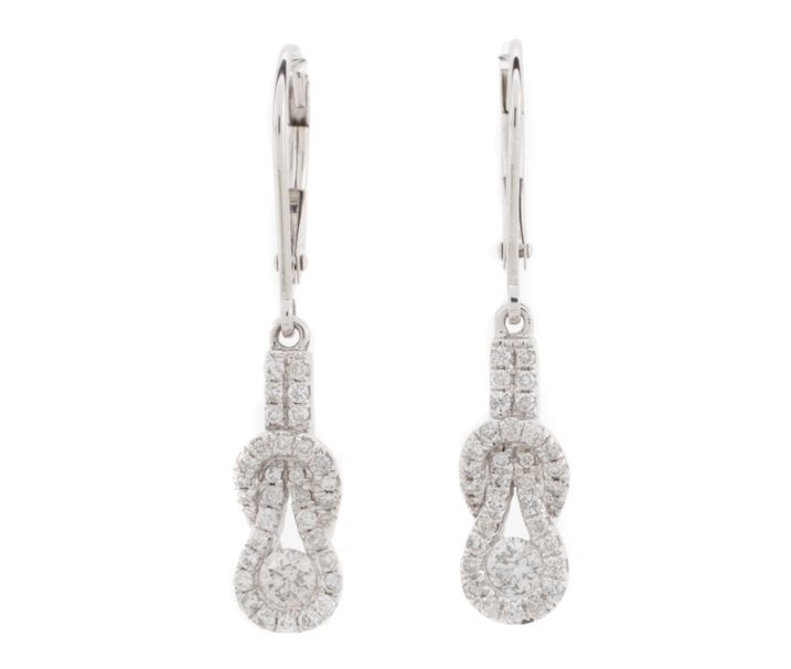 10K White Gold & Diamond Love Knot Earrings (1 of 4)