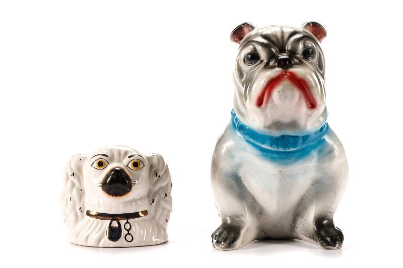 Two English Pottery Dog Form Piggy Banks (1 of 9)