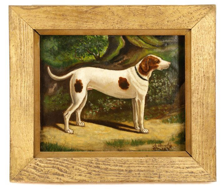 British School, "Hunting Dog", Oil on Panel (1 of 6)