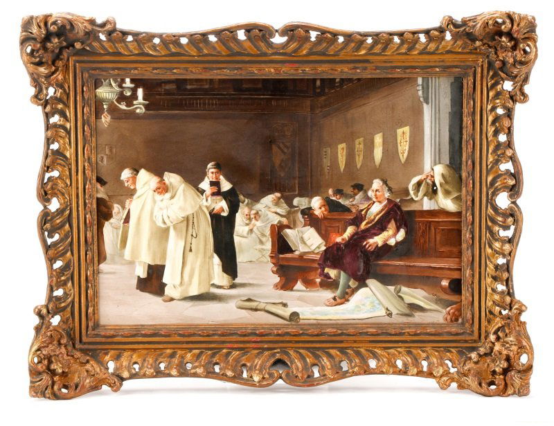 Italian School, "Catholic Mass", Oil On Porcelain (1 of 10)