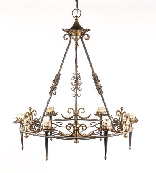 French Bronze & Iron 6 Light Chandelier (1 of 9)