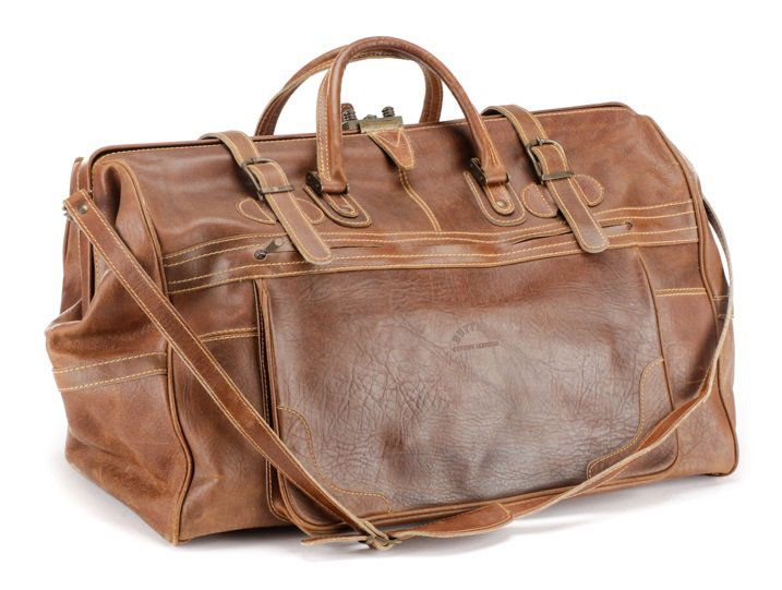 Large Brown Bison Leather Duffel Bag (1 of 6)