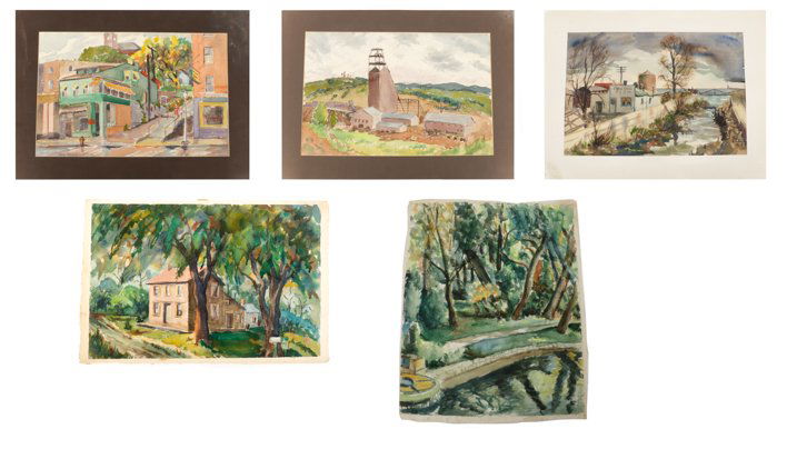 Collection of Regionalist Watercolor Paintings (1 of 10)