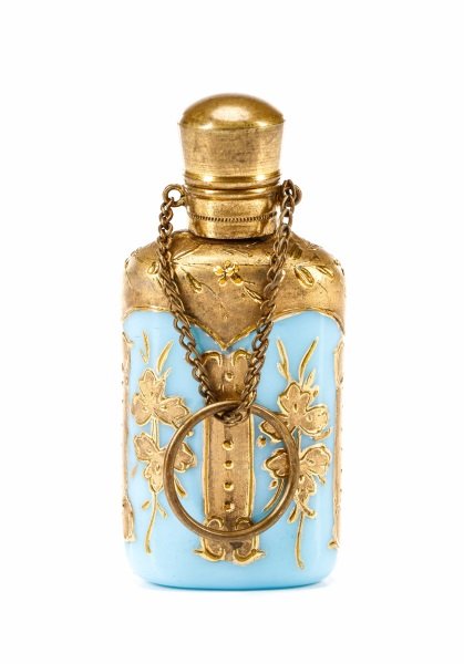 Blue Opaline Glass Chatelaine Scent Bottle (1 of 7)