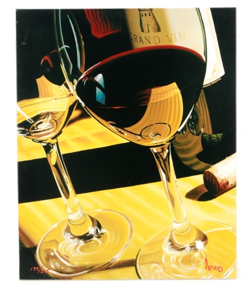 Thomas Arvid, "Grand Vin", GiclÃ©e on Canvas: Thomas Arvid (American, 20th / 21st century), "Grand Vin", giclÃ©e on canvas, from an edition of 275 (and 40 artist's proofs), edition noted and signed to lower margin "199/275 Arvid". Tablescape pr