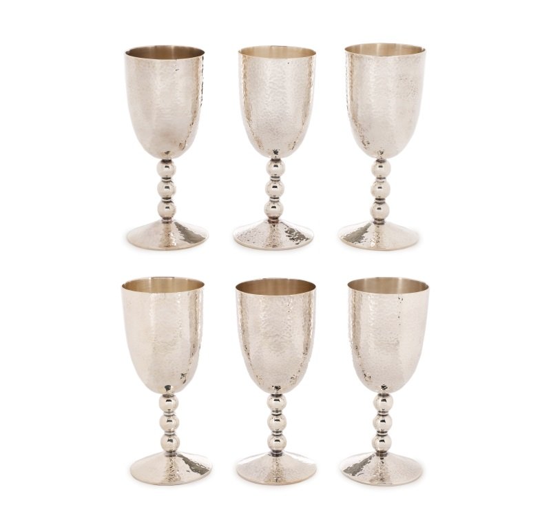Set of 6 Emilia Castillo Hammered Silver Goblets (1 of 6)