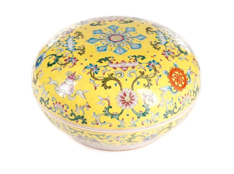 Famille Jaune Ba Jixiang Round Box, Qianlong (1 of 10)