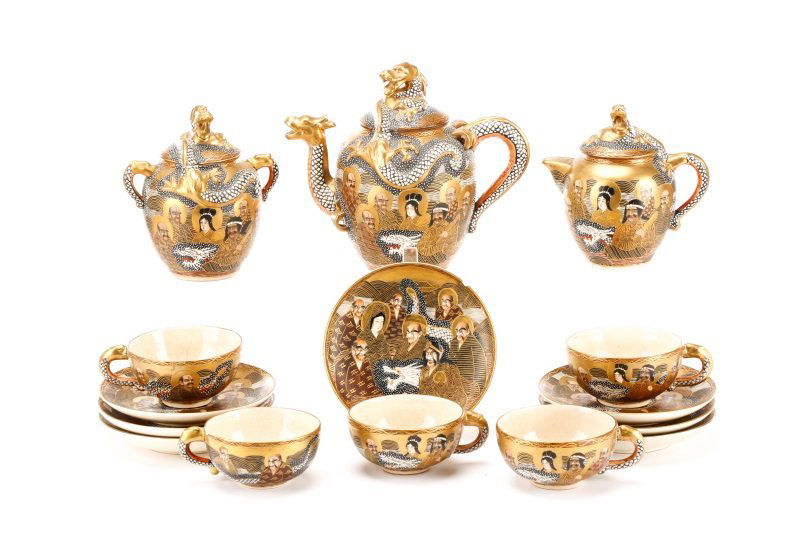 Late Meiji Period Satsuma Earthenware Tea Service (1 of 10)