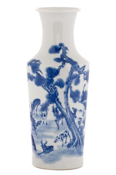 Chinese Porcelain Blue & White Vase, Deer & Cranes (1 of 10)
