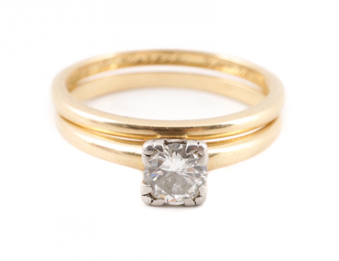 14k Gold & Diamond Engagement Ring & Band Set (1 of 4)