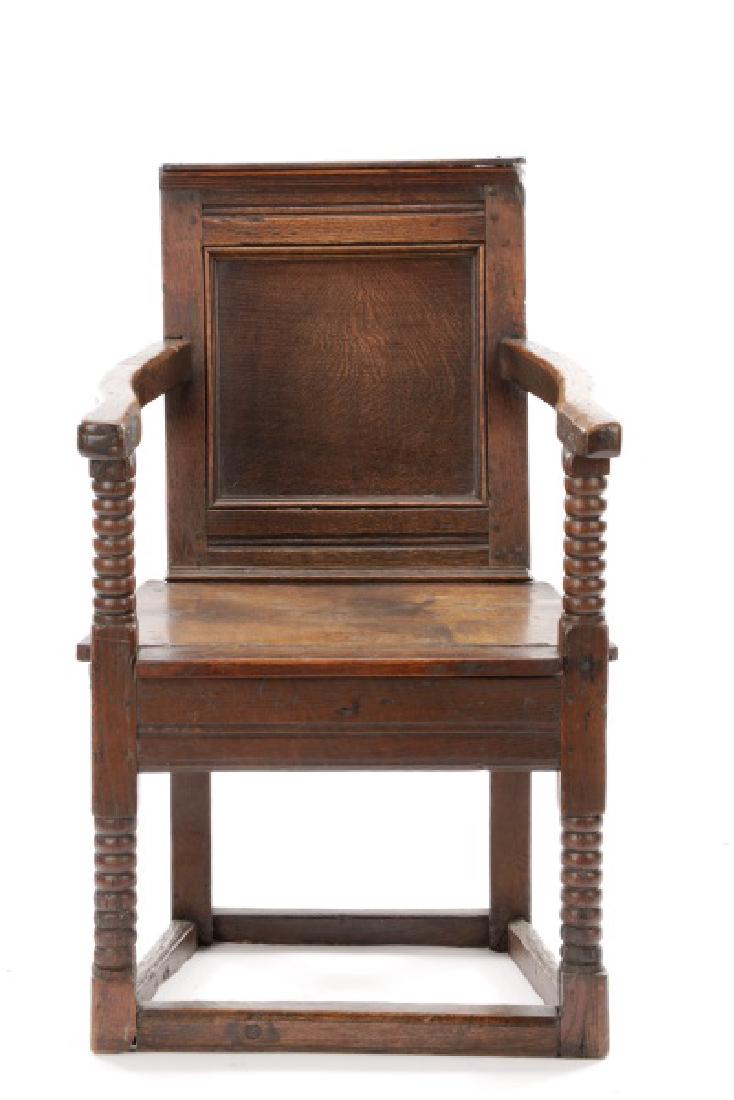 English Late Jacobean Joined Oak Arm Chair (1 of 8)