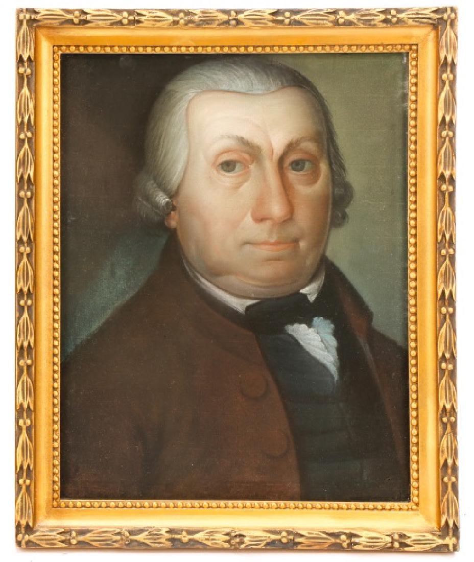Circle of James Sharples, "Gentleman with Wig": Circle of James Sharples (American, 1751-1811), "Portrait of a Colonial Gentleman with Wig", pastel on paper, apparently unsigned. Bust length portrait painting depicting a gentleman with bob wig, wit