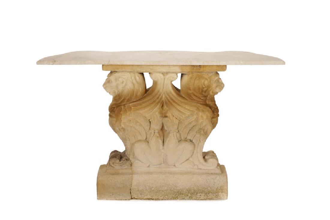 Carved Limestone Neoclassical Garden Console Table (1 of 10)