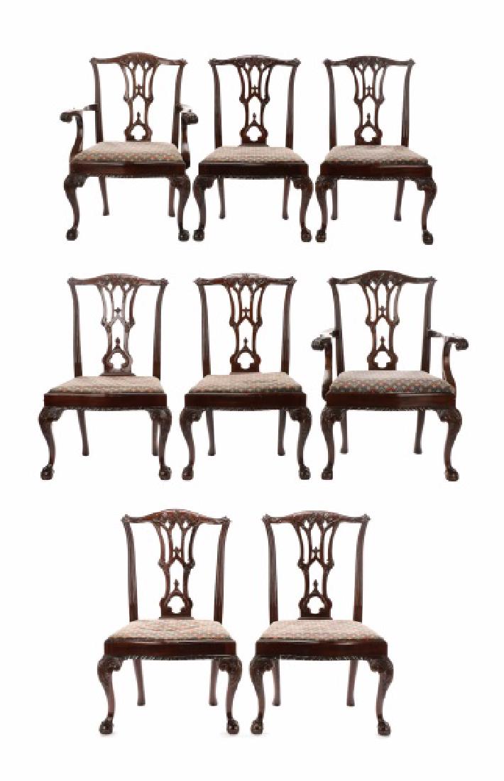 Set of 8 Chippendale Style Mahogany Dining Chairs (1 of 7)