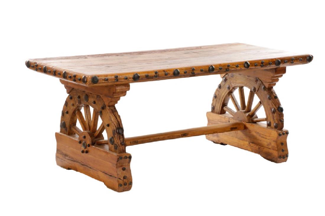American Rustic Oak Wagon Wheel Table (1 of 6)
