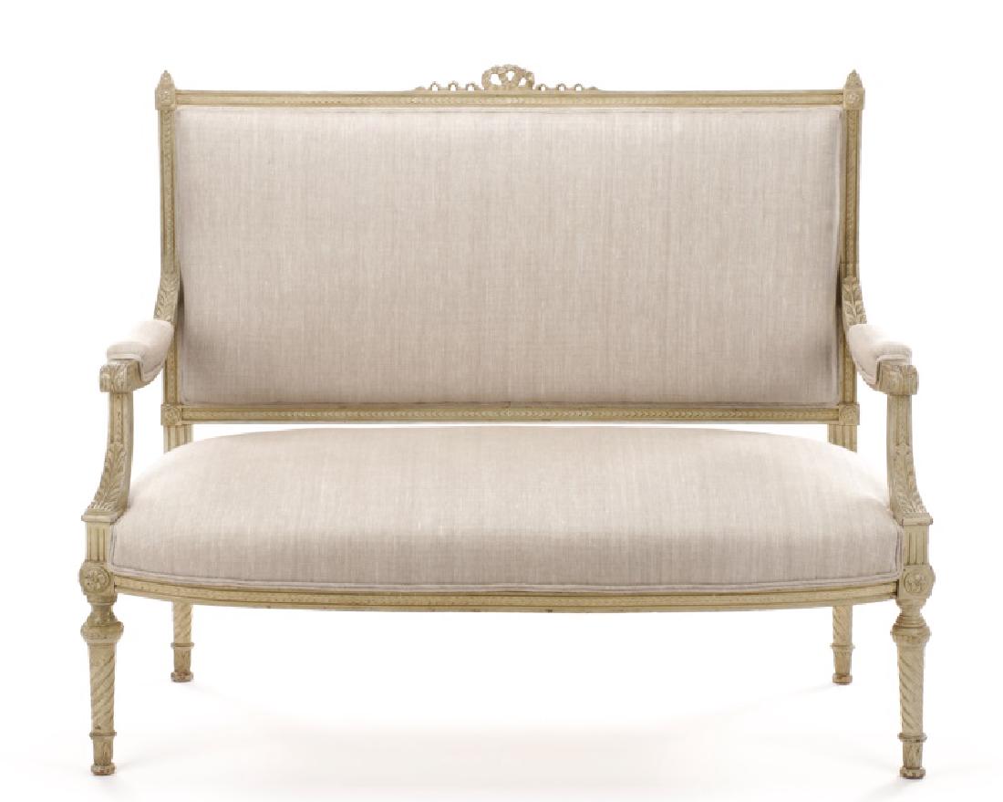 French Louis XVI Style Polychromed Settee (1 of 7)