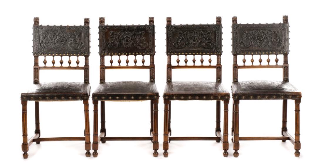 Four Renaissance Revival Carved Walnut Side Chairs (1 of 6)