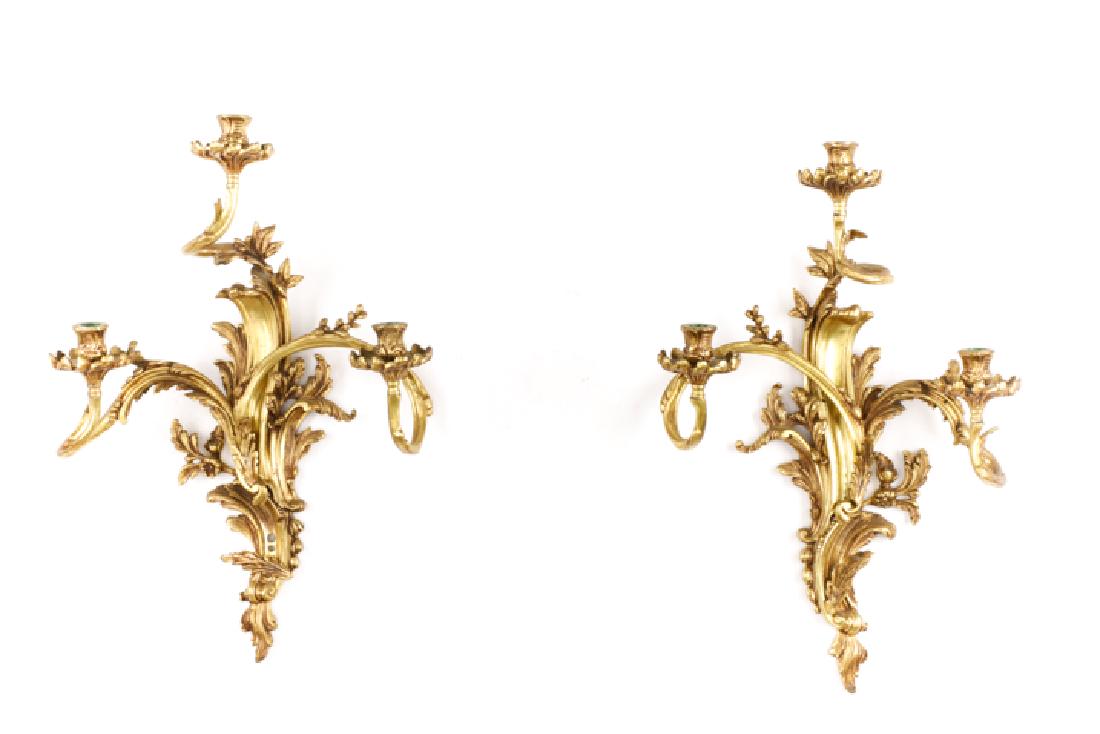 Pair, Gilt Bronze Neoclassical Style Sconces (1 of 6)