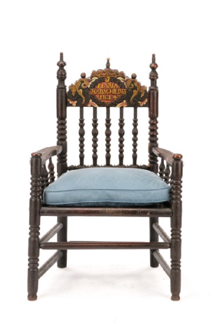 German Carved & Polychrome Armchair, 19th C. (1 of 6)