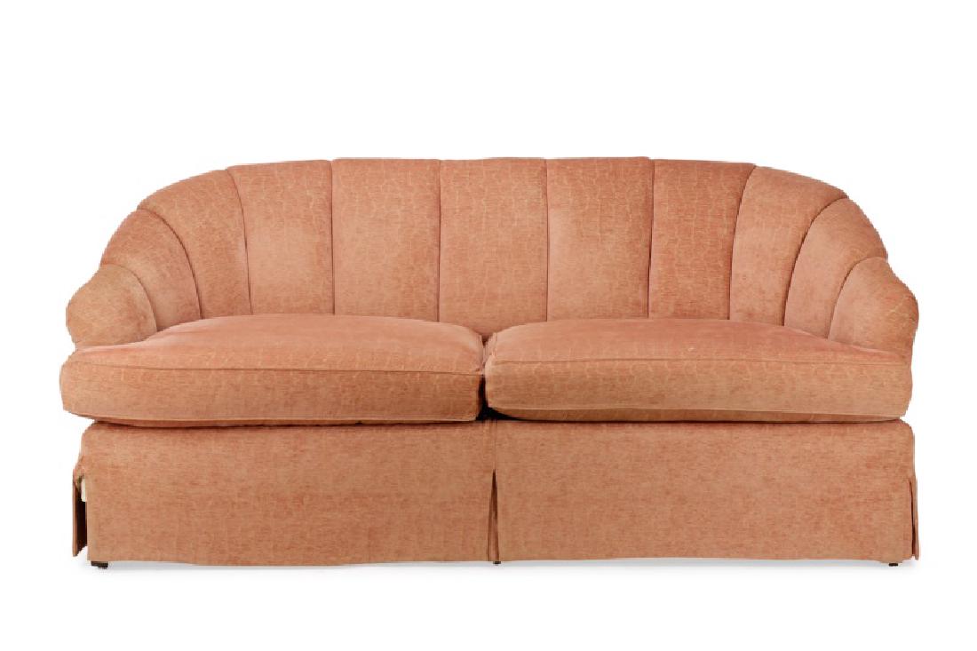 E.J. Victor Pink Upholstered Shell Form Settee (1 of 8)