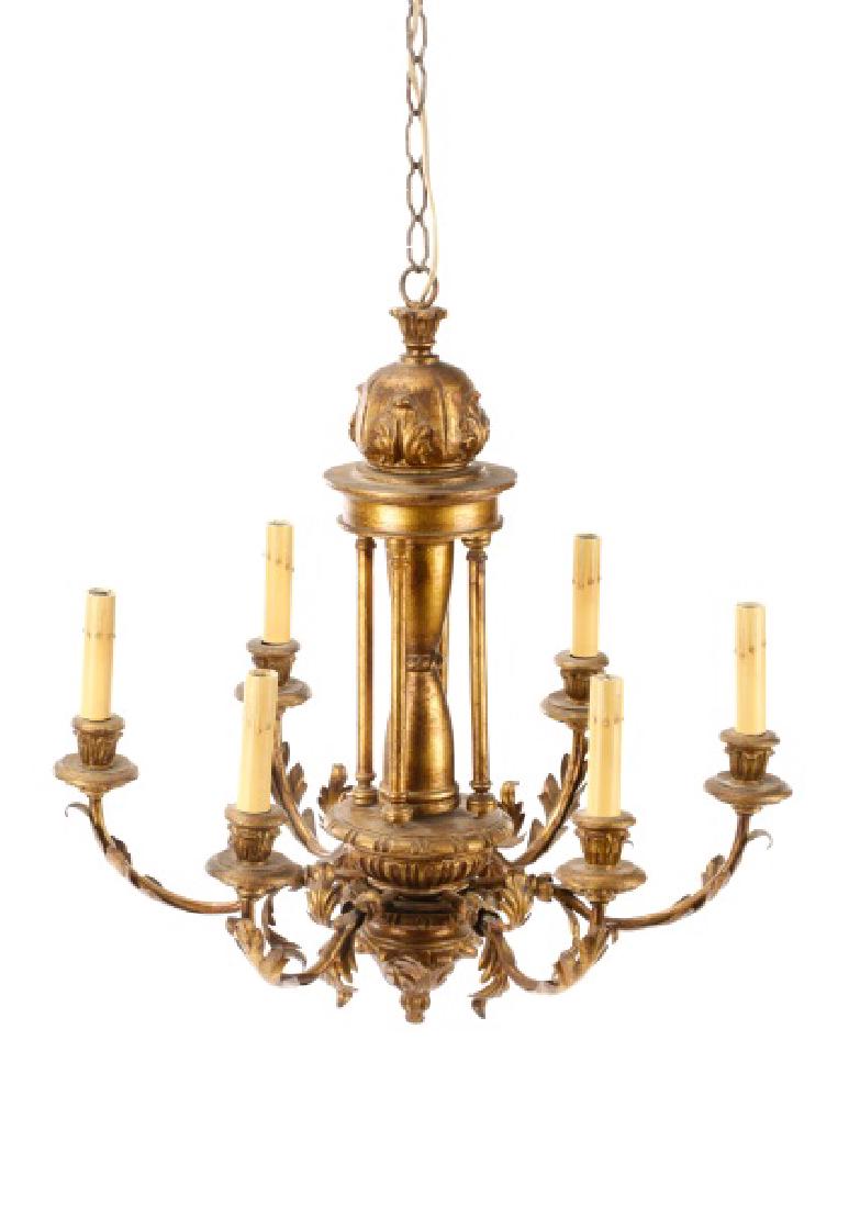 Italian Neoclassical Gilt Wood 6-Light Chandelier (1 of 7)