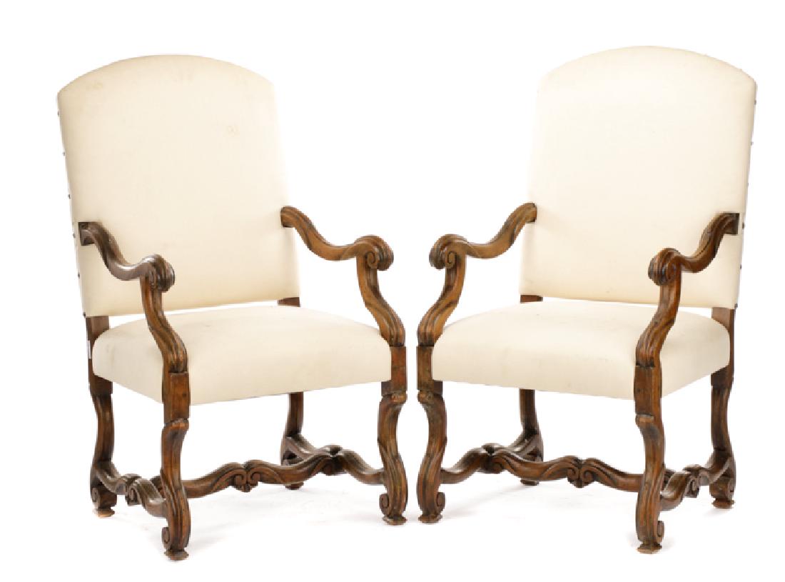 Two French Provincial Style Walnut Arm Chairs (1 of 9)