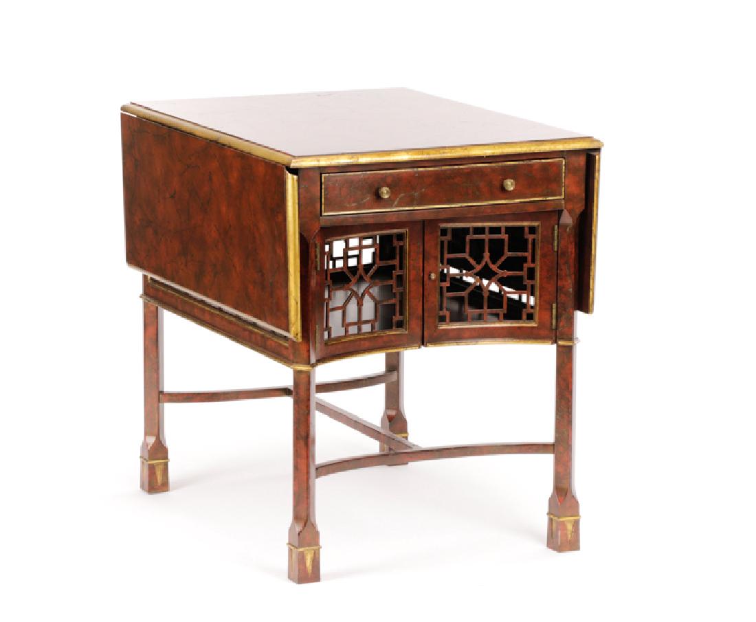 Mario Buatta For John Widdicomb Drop Leaf Table: Widdicomb Furniture Co. (American, founded 1875), designed by Mario Buatta, fourth quarter 20th century. A Chinese Chippendale style drop leaf table having a rectangular top and two drop leaves decora