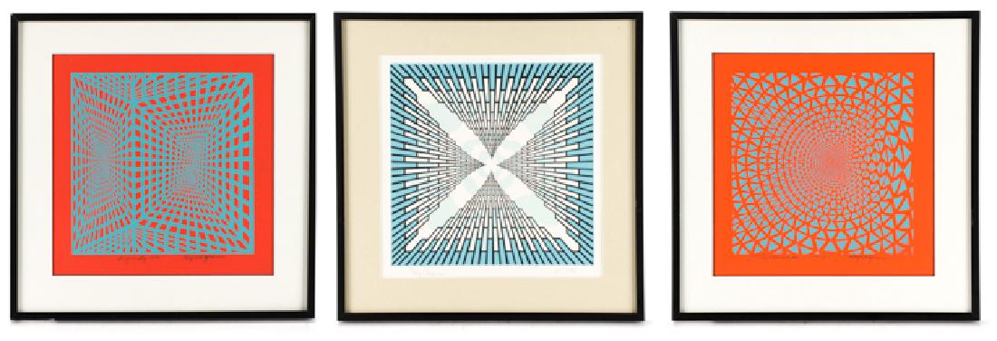 Three Framed Roy Ahlgren Optic Art Serigraphs (1 of 10)