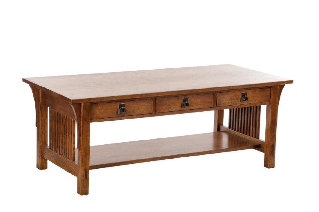 L. & J.G. Stickley Oak 756 3-Drawer Cocktail Table (1 of 5)