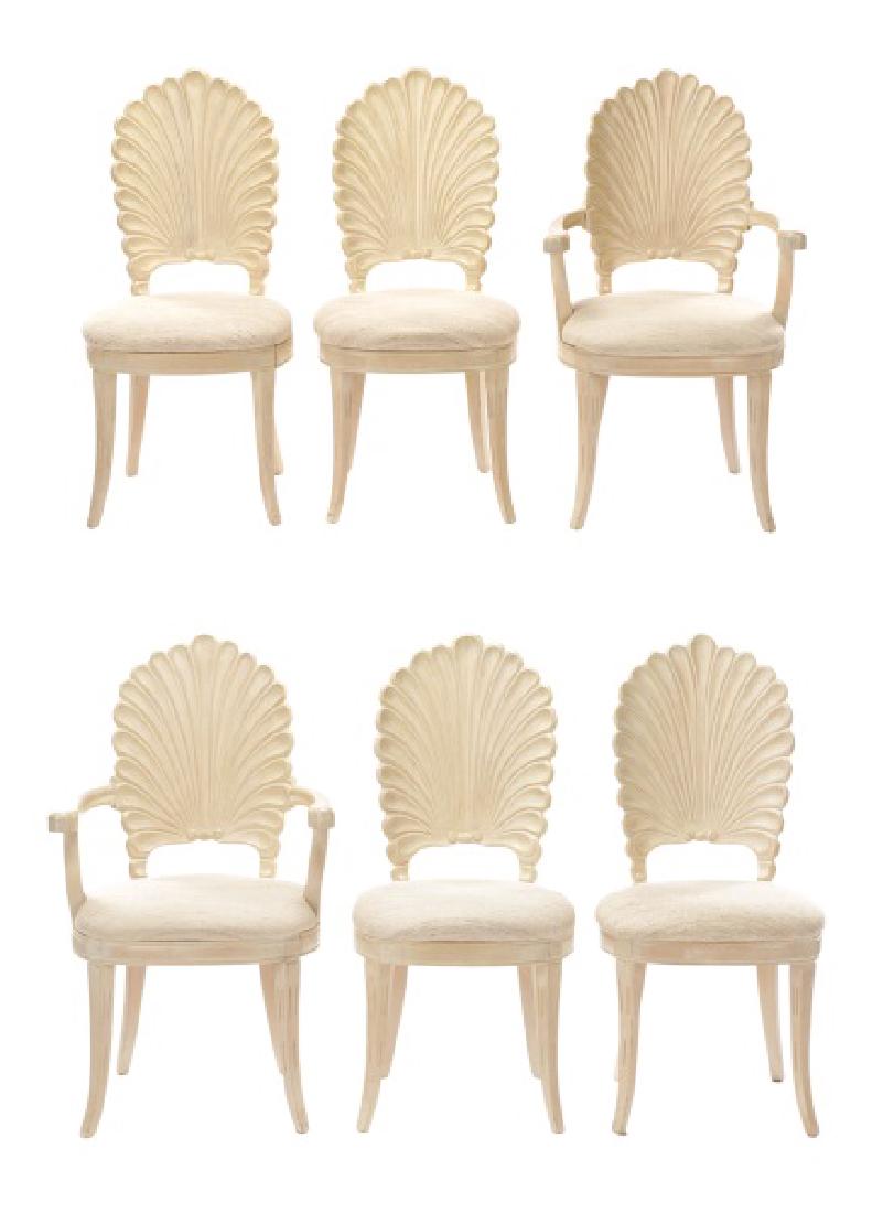Set, 6 Hollywood Regency Style Shell Motif Chairs (1 of 6)