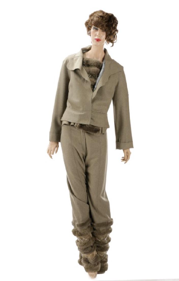 Emmanuelle Khanh Wool & Mink 3-Piece Pant Suit Set (1 of 1)