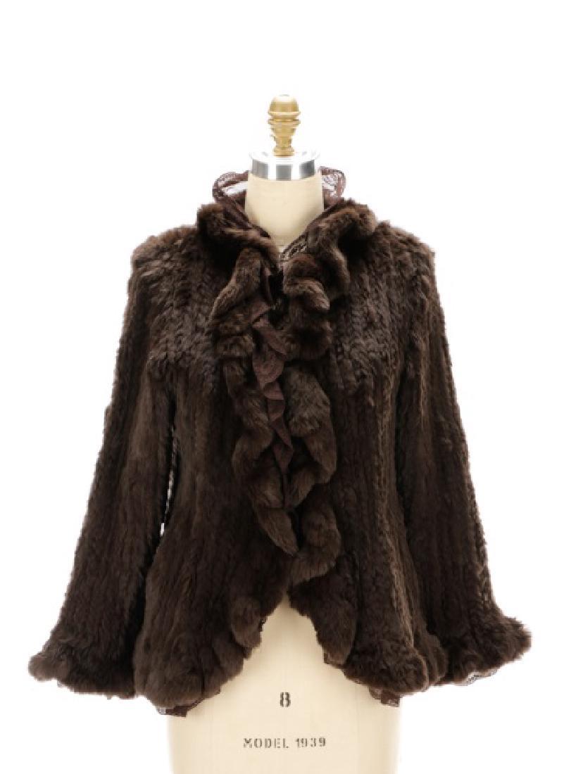 Rizal Pieced Rabbit Fur Lace Trim Coat (1 of 7)